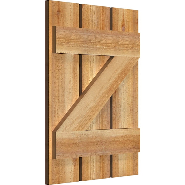 Spaced Board-n-Batten Shutters W/Z-Bar, Rough Sawn Western Red Cedar, 17 1/8W X 23H